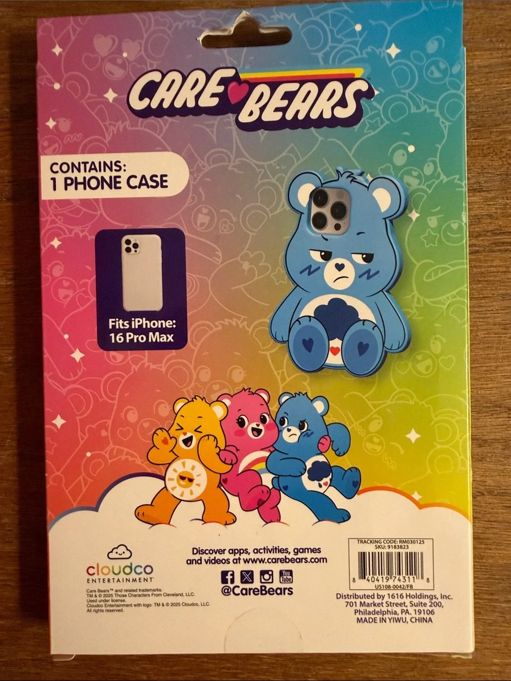 Care Bears Grumpy Bear Blue Phone Case - Bold Blue Graphic IPhone 16 Pro Max